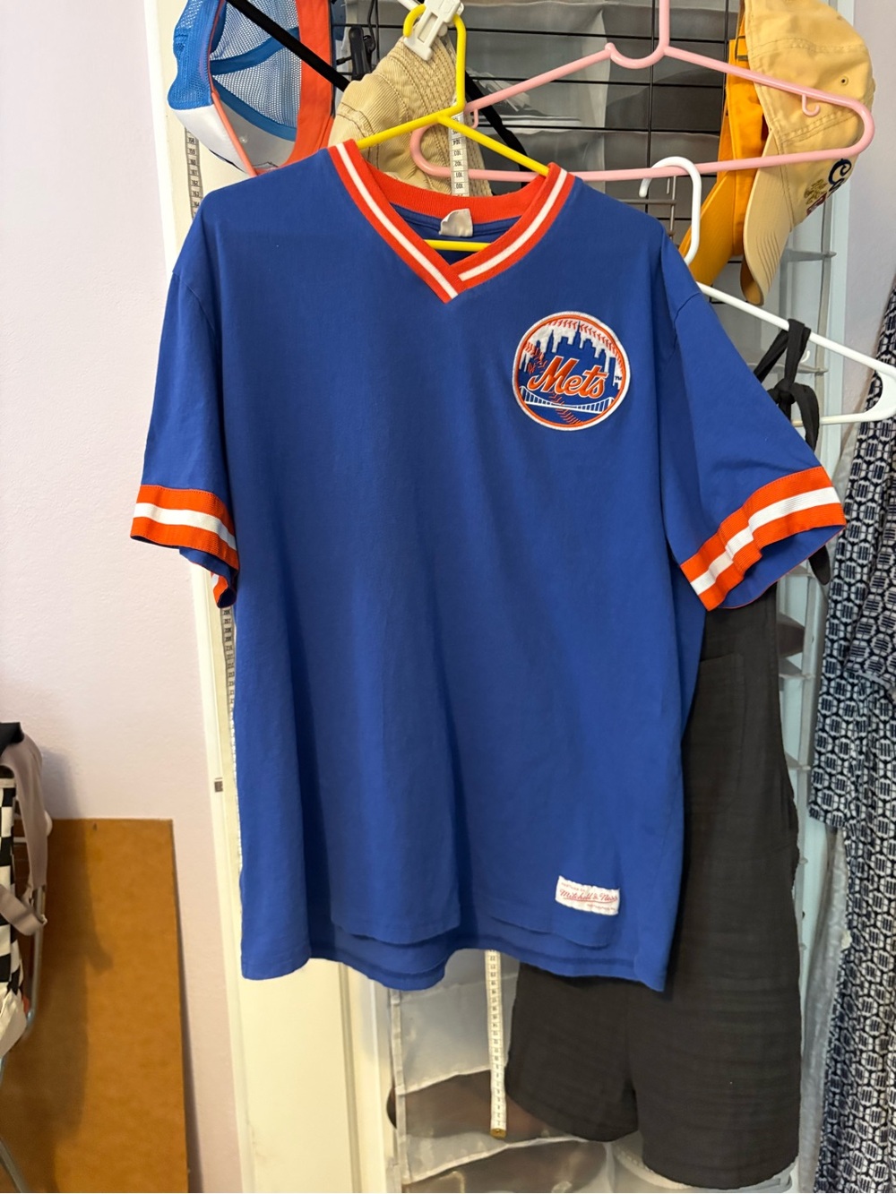 Mitchell & Ness Royal Blue Mets Short Sleeve Jersey Tee with Orange Trim